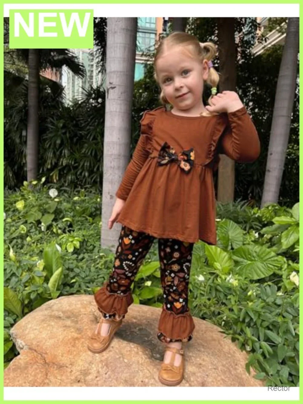 Toddler Girl Ruffle Top Floral Pants Outfit Set 1-6T